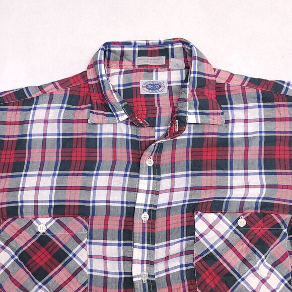 Hemingway Point Tartan Flannel Long Sleeve Button Up Shirt Mens Size L Red Blue - Picture 1 of 9